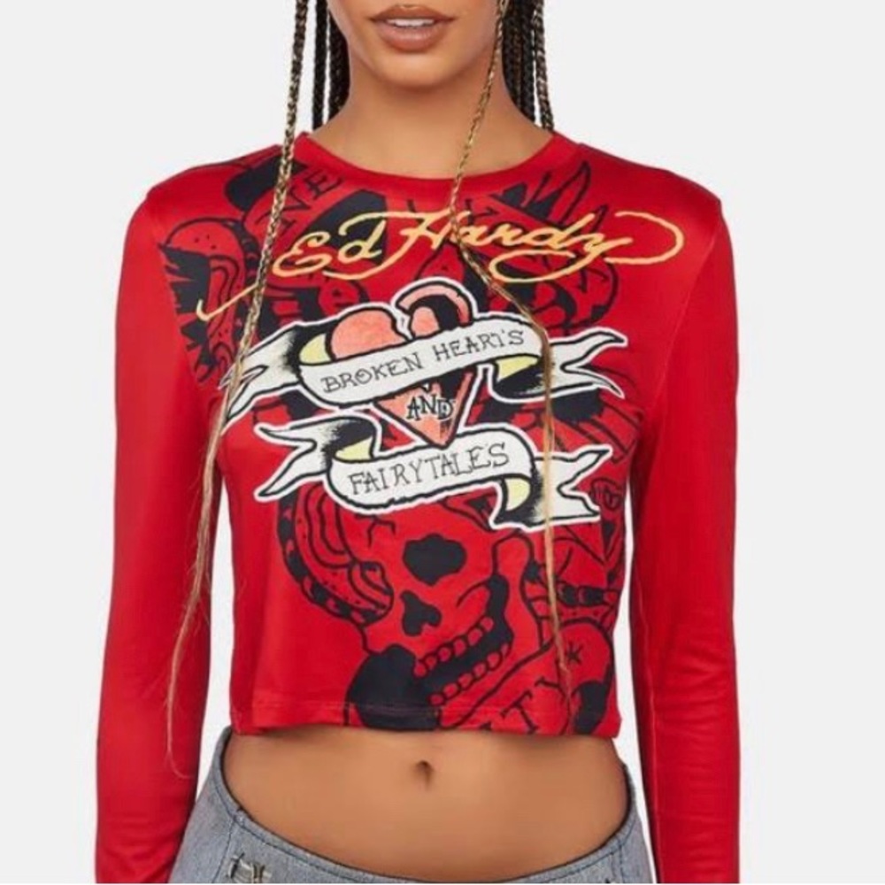 Ed Hardy x Dolls kill broken hearts long sleeve